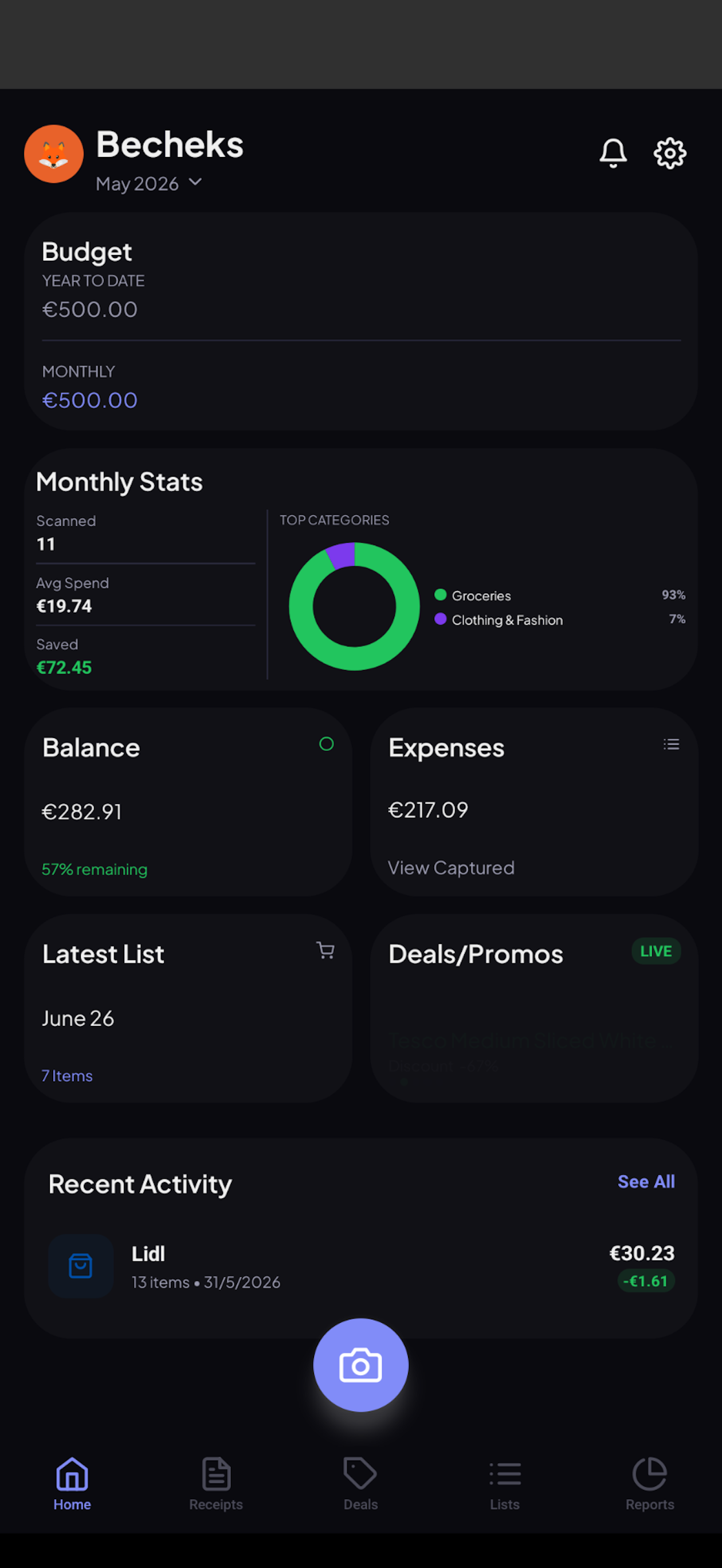 App home dashboard